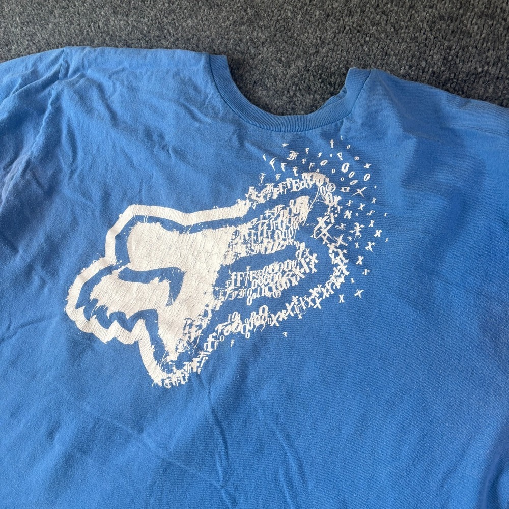 Fox Racing Mountain Bike T-Shirt Mens XL Blue Cotton Graphic Athletic Sportswear